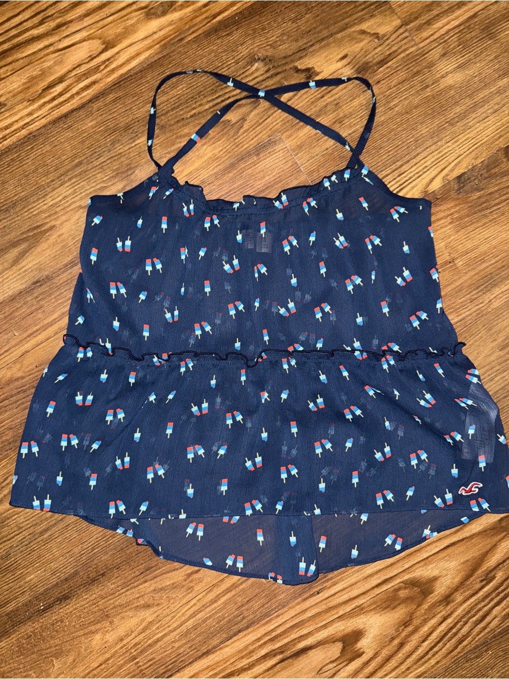 Hollister Navy Blue Popsicle-Print Spaghetti Strap Tank